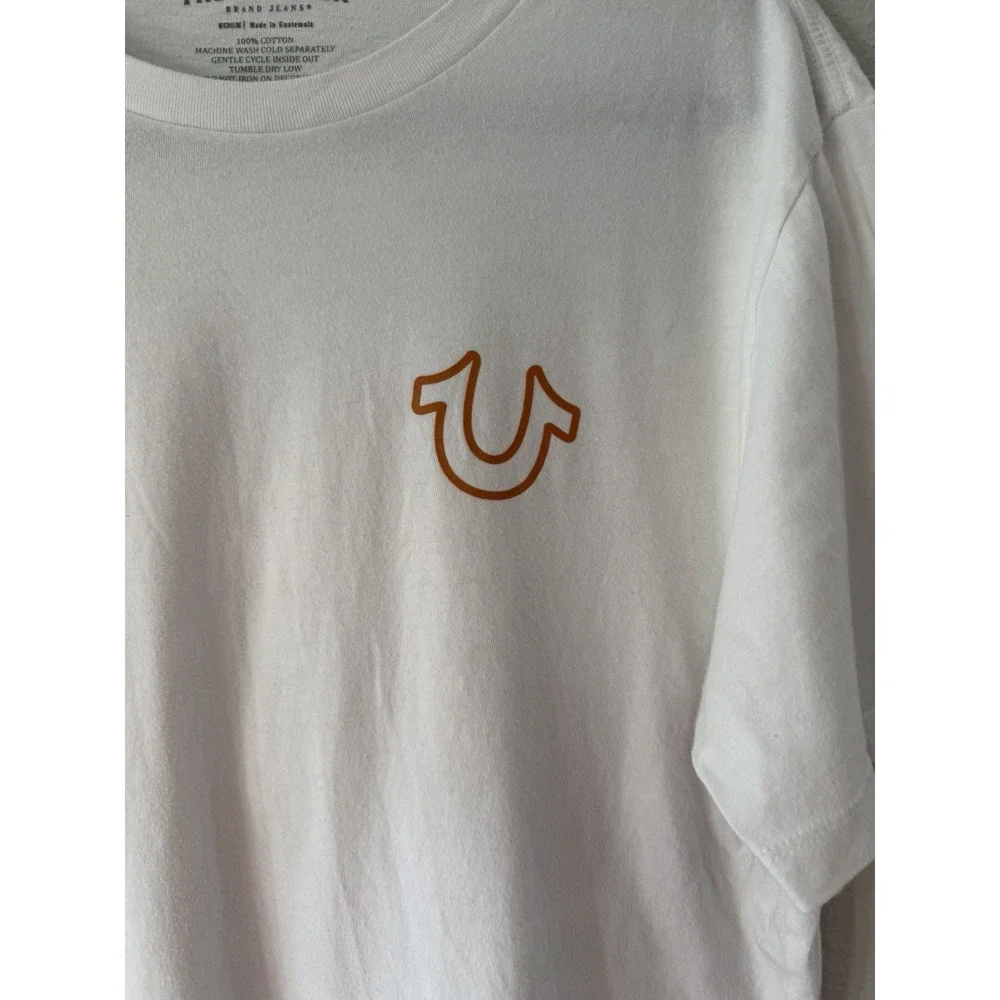 True Religion Men‎ Short Sleeve Shirt Buddha Size Medium White Light Weight